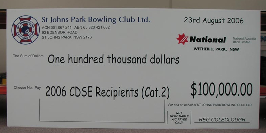 Giant Novelty Cheque