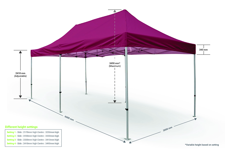 Standard Silver Gazebo Frame 2m x 2m with Full Colour Printed Canopy excluding heavy duty carry bag