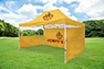 Standard Silver Aluminium Pop Up Gazebo with Canopy - 2 Double Sided Half Walls and 1 Double Sided Full Back Wall (4.5m x 3m)