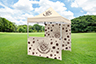 Standard Silver Aluminium Pop Up Gazebo with Canopy - 1 Double Sided Full Wall and 1 Double Sided Half Wall (2m x 2m)